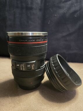 Canon Black Camera Lens Travel Mug